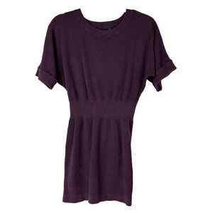 Express Mini Dress Womens Small Purple Sparkling Knit Short Sleeve Round Neck